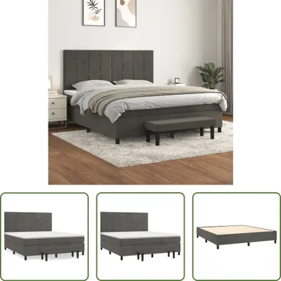 Produktbild von The Living Store Boxspringbett mit Matratze Dunkelgrau 180x200 cm Samt