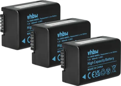 Produktbild von vhbw 3x Akku kompatibel mit Panasonic Lumix DMC-FZ72, DMC-FZ48, DMC-FZ47 Kamera (800 mAh, 7,2 V, Li-Ion), Infochip