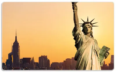 Produktbild von Wallario Frühstücksbrettchen aus Glas, je 14 x 23 cm, mit rutschfesten Füßen, Motiv Freiheitsstatue New York