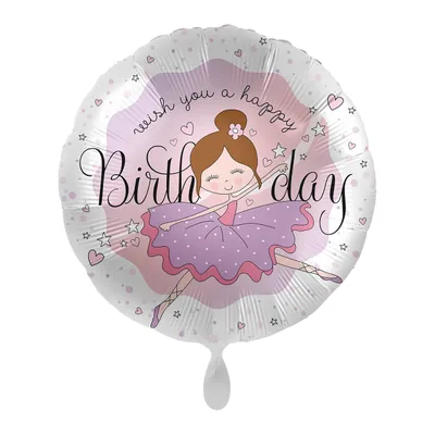 Produktbild von Folienballon rund 45cm Happy Birthday Ballerina