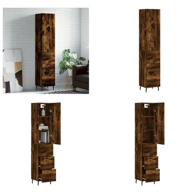 Produktbild von vidaXL Highboard Räuchereiche 34,5x34x180 cm Holzwerkstoff - Highboard - Highboards - Sideboard - Schrank