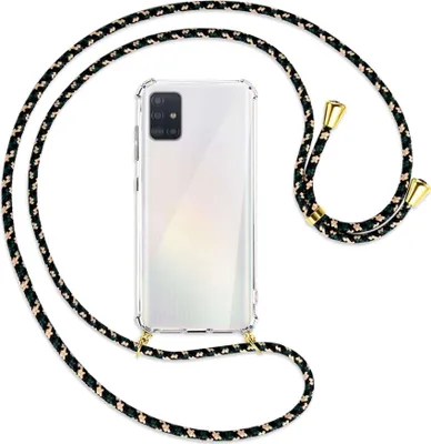 Produktbild von Handykette Backcover-Schutzhülle mit Band (Metall goldfarben) für Samsung Galaxy A51 (A515) - camouflage
