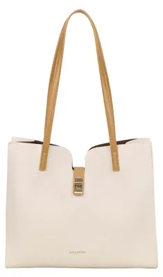 Produktbild von Gallantry, Damen Shopper mit goldenem Metallverschluss und langen Henkeln, Beige