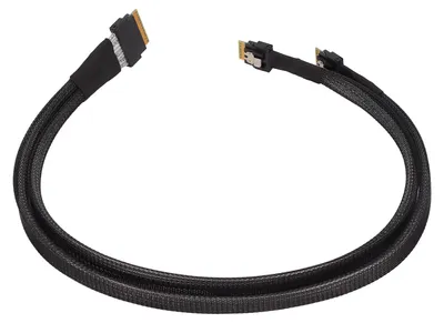 Zdjęcie produktu dla Kabel Mini SAS o przepustowości 24 Gb/s, szybka transmisja, interfejs SATA/ATA, długość 0,5 m, kabel 8I SFF8654 do 2x4I SFF8654