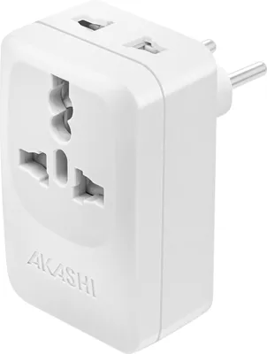 Obrázok produktu pre Akashi, cestovný adaptér Európa Brazília USB USB C 15W, biely