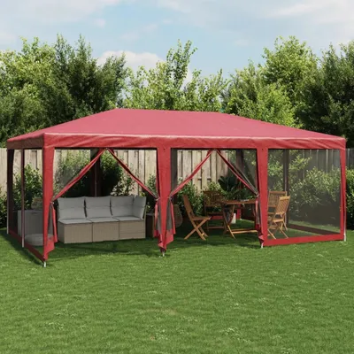 Produktbild von Eleganter Möbel Partyzelt mit 10 Mesh-Seitenteilen Rot 6x4 m HDPE - Campingzelte 2553243