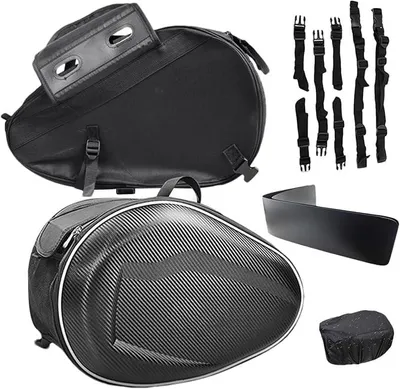 Imagen del producto de Bolsa lateral para motocicleta, con compartimentos expandibles para herramientas y almacenamiento de equipaje, juego de 2 piezas