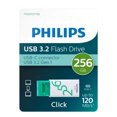 Produktbild von Philips USB Stick 256GB Speicherstick Click Series weiß grün Typ C USB 3.2 Gen 1