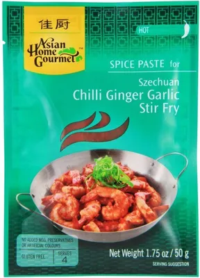 Produktbild von 12er Pack - ASIAN HOME GOURMET (12x 50g) Würzpaste für Chili-Ingwer-Knoblauch-Pfannengericht Szechuan-Art