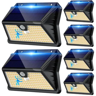 Solarleuchte 6er-Pack, 185 LEDs, 3 Modi, IP65, warmweiß