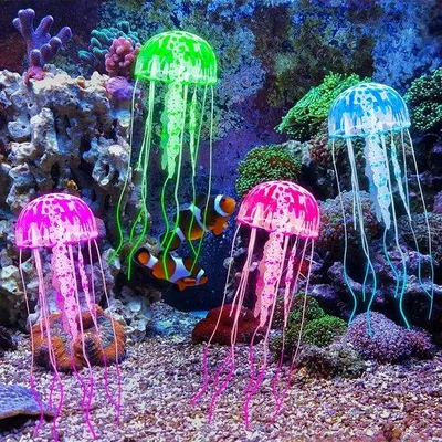 Productafbeelding van Aquariumverlichting-set - 4-delig - Siliconenkwal - Kleurrijke decoratie voor binnen en buiten het aquarium