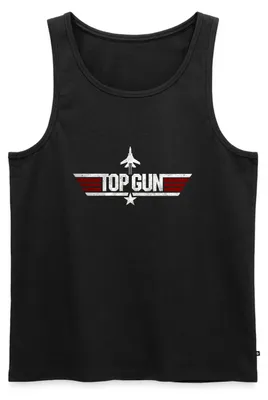 Produktbild von Spreadshirt Top Gun Jet Logo Used Look Männer Premium Tank Top, XXL, Schwarz