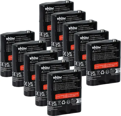 Produktbild von vhbw 10x Akku kompatibel mit Motorola Talkabout T6500R, T6510, T800, T6500, T6400, T6530, T82 Funkgerät, Walkie Talkie (1500 mAh, 3,6 V, NiMH)