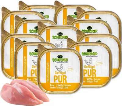Produktbild von 12 x 200 g - Schecker DOGREFORM Fleischtopf Schälchen PUR 100% Geflügel - getreidefrei