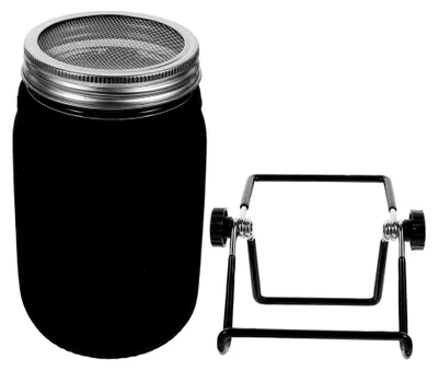 Produktbild von Anzuchtset für Bohnensprossen mit Edelstahl-Siebdeckel, Weithals-Glas, Ständer und Schattierungsbeutel