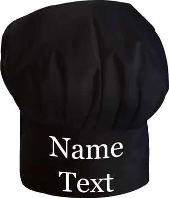 Produktbild von Personalisierte Kochmütze Für Frauen und Männer Schwarz Kochhaube mit Ihrem Wunschtext Klettverschluss Schwarz [108]