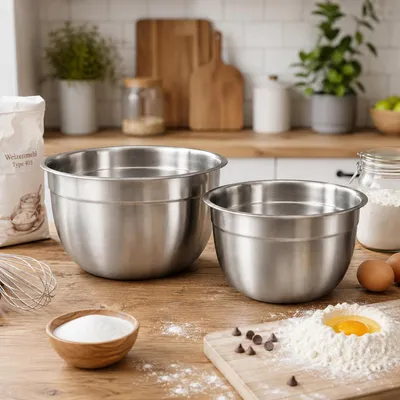 Produktbild von 2er Set Rührschüssel Mixschüssel Schüssel Edelstahl 2,5L / 3,5L