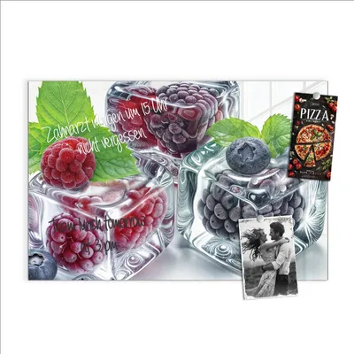 Produktbild von Magnettafel 90x60cm Pinnwand Whiteboard beschreibbar - Eiswürfel Beerenmix