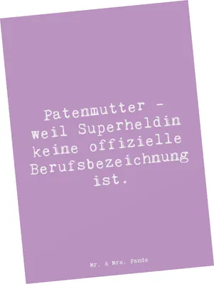 Produktbild von Mr. & Mrs. Panda Ansichtskarte Spruch Patenmutter Superheldin - Lavendeltraum - Geschenk, Familienmitglieder, Geburtstage, Kunstkarten, Postkarte, Unterstützung, Familie