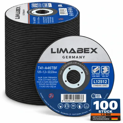 Produktbild von Trennscheiben 125 x 1.2 mm Metall Stahl Edelstahl INOX Rohre Profile Bleche Stangen 100 Stück