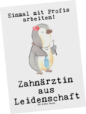 Produktbild von Mr. & Mrs. Panda Postkarte Zahnärztin Leidenschaft - Weiß - Geschenk, Fotokarte, Grußkarte, bildkarte, Ansichtskarten, Postkarten
