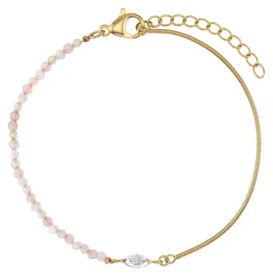 Produktbild von NOELANI - Damen Armband Edelstahl - Vergoldet/Golden - mit Mondstein, Rosenquarz