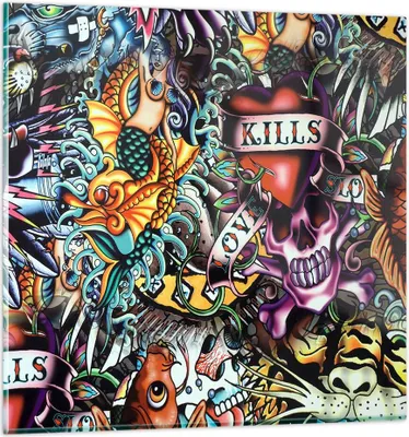 Produktbild von Bilder auf glas - Graffiti modern - 40x40cm - Glasbilder - Wandbilder - Kunstdruck - zum Aufhängen bereit - Wanddekoration aus Glas - Glas Bilder - Wandbild auf Glas - Einteilig - GAC40x40-3759