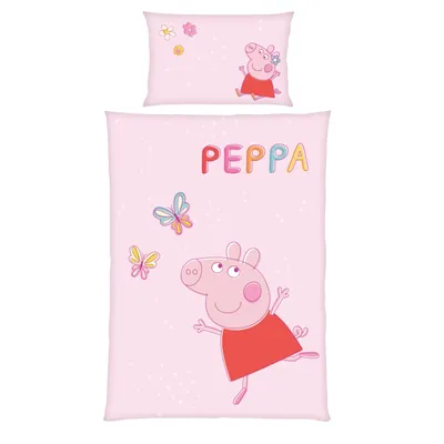 Produktbild von Babybettwäsche Peppa Pig 100x135 + 40x60 cm, 2-teilig, Wende-Motiv mit Peppa Wutz