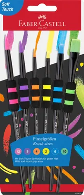 Obrázek produktu pro Faber-Castell štětce s měkkou rukojetí, černé, 6 ks, blistr