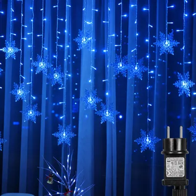 Produktbild von 94 LED Schneeflocke Lichterkette Lichtervorhang Wasserdicht Weihnachten Garten Party Dekoration, Blau