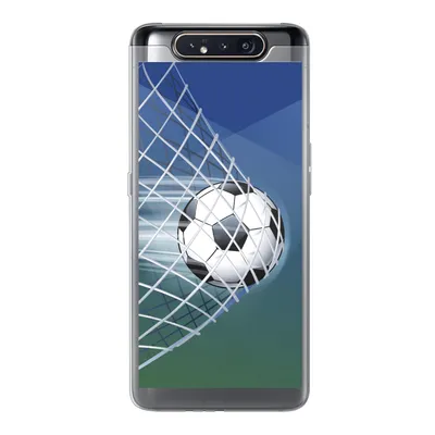 Produktbild von MuchoWow® Handyhülle Schutzhülle Hülle für Samsung Galaxy A80 Eine Illustration eines Fußballs im Netz - Jungen - Mädchen - Kinder Silikon Softcase Handy Hülle - Schutzdeckel