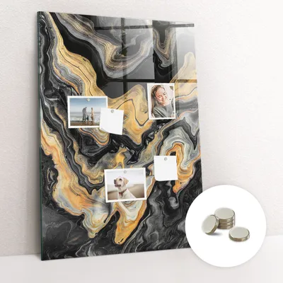 Obrázek produktu pro Magnetická Tabule na Zeď Skleněná - Memo Board Kleněnou Přední Stranou - 5 magnetů v balení - 70x100 cm - Skvrny abstraktní