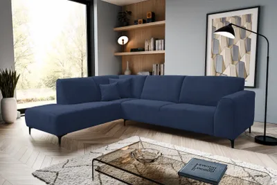 Image de VENASI MULA Gauche Canapé d'angle sans fonction de couchage Canapé en forme de L Canapé d'angle BLEU