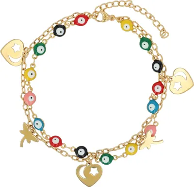 Produktbild von Akzent Fußkettchen "Prisara", Edelstahl, zweireihig, silber- oder goldfarben
