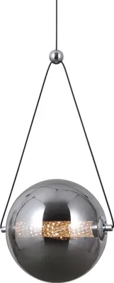 Zdjęcie produktu dla Lampa wisząca nowoczesna do salonu kuchni chrom dymiona szklana kula ciepła barwa LED 9W RASTIA Italux