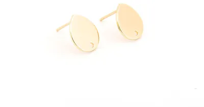 Produktbild von Vintageparts Ohrstecker Tropfenform Messing 18K Gold 12 mm, 2 Stück