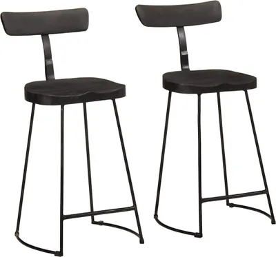 Produktbild von Barhocker 2 Stk. Schwarz 49x43x88 cm Mango Massivholz
