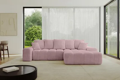 Produktbild von ALTDECOR Ecksofa mit Schlaffunktion und Bettkasten ENSI-L - 267x164x69 cm Rosa - Corner Sofa Bett Eckcouch Couch L-Form Schlafcouch Ausziehbar Wohnlandschaft Schlafsofa Couchsofa