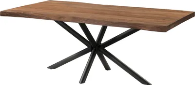 Produktbild von MASSIVMOEBEL24 Baumtisch Sheesham 260x100x76 grau gebeizt / Kreuzgestell anthrazit matt FREEFORM 5