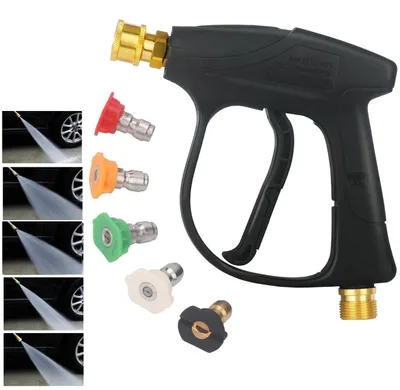 Produktbild von Auto Waschpistole - Gartenschlauch Spritzpistole mit 5 Düsen - Wasserstrahl Regulierbar - Hochdruck Sprühgerät für Auto Garten Terrasse Garage