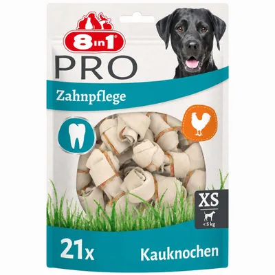 Produktbild von 8in1 Pro Dental Knochen XS - gesunde Kauknochen für mini Hunde zur Zahnpflege, 21 Stück