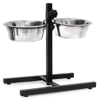 Produktbild von Hundefressnapf Doppelnapf Futterstation - Edelstahl - Silber - 42 x 46 x 27 cm - Für mittelgroße Hunde