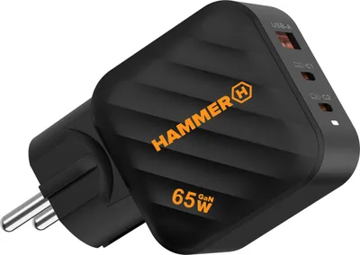 Produktbild von Hammer Rapidcharge 65-W-Netzteil, 2X Usb-C, Usb-A, Schnellladung