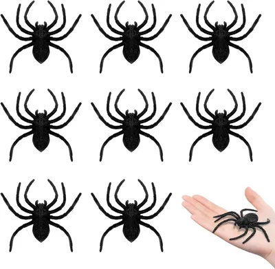 Produktbild von Kunststoffspinnen – Set mit 8 Stück – Spinnendekorationen für Halloween – Halloween-Spinnen – Künstliche Spinnen