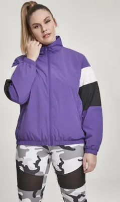 Produktbild von Urban Classics TB2663 | Ladies 3-Tone Crinkle Track Jacket Trainingsjacke - Farbe: ultraviolet/blk/wht - Größe: S