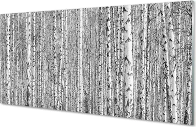 Produktbild von Glasbilder 120x60 Wandkunst Schwarz-Weiß-Baum Wald