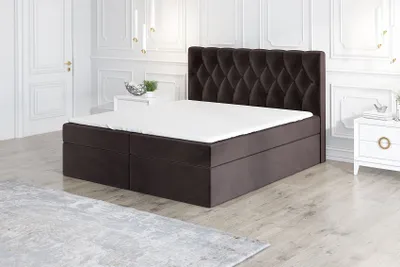 Produktbild von Boxspringbett ESTER 120x200 mit 2 Bettkästen, Bonell-Matratze und Topper. Möbel vom Hersteller- Handarbeit!Bett Komplett-Set mit Matratze,Bettkasten & Kopfteil. Stoff SAMT. Elegantes Bett mit massives Kopfteil.