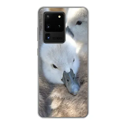 Produktbild von MuchoWow® Handyhülle Schutzhülle Hülle für Samsung Galaxy S20 Ultra Schwäne - Licht - Küken Silikon Softcase Handy Hülle - Karteninhaber
