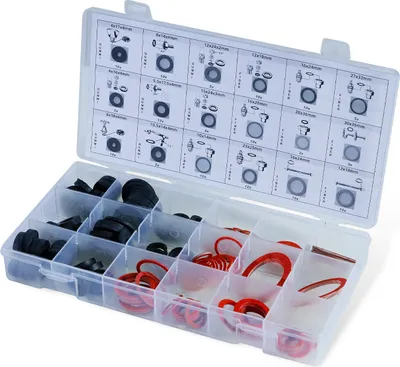 Produktbild von CCLIFE 141 tlg Dichtungsring Sanitär Sortiment Gummidichtungen Fiberringe Dichtringe Dichtungssortiment Set Zöllig