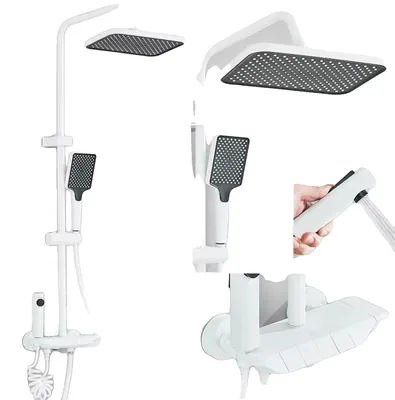 Imagen del producto de Juego de grifería, de un solo mando, estilo contemporáneo, blanco